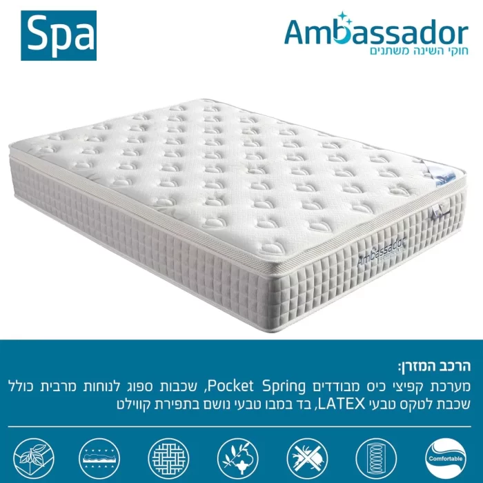 מזרן קפיצים מבודדים 160×200 AMBASSADOR דגם פינוק